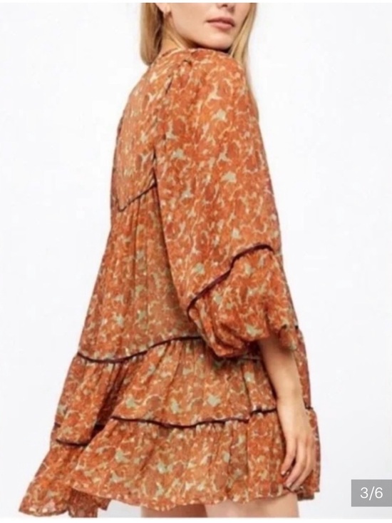 Free People Dresses & Skirts - Free People NWT Free Swinging Burnt Orange Floral Tiered Mini Dress M